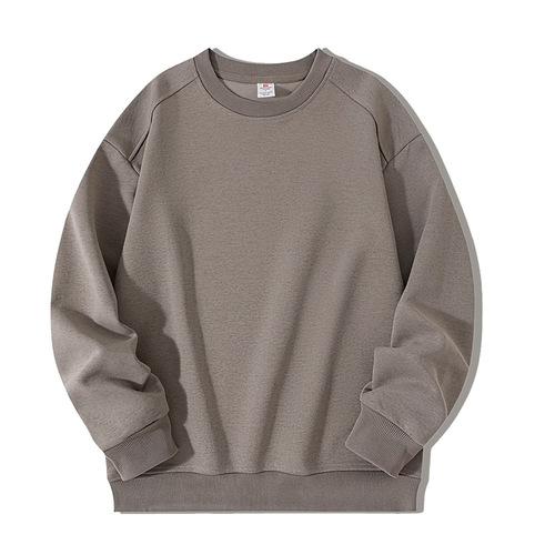 320g round-neck sweater Disant cotton solid color round-neck long-sleeve shirt loose threaded cuffs sweater wholesale
