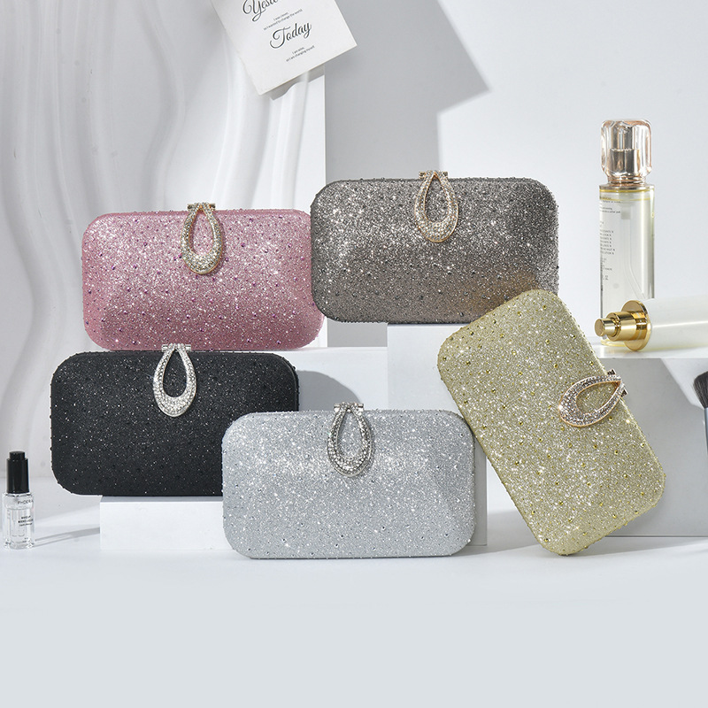 Foreign Trade New Product Drop-Shaped Diamond-Encrusted Clutch Bag European and American Celebrity Party Dinner Bag Fashionable Elegant Handbag
