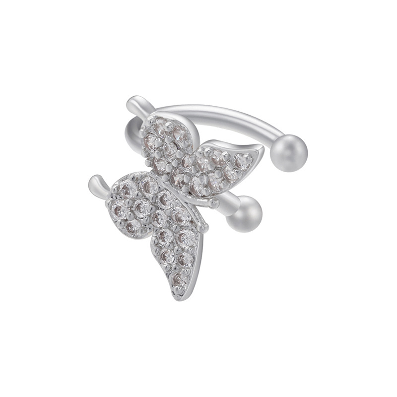 Sweet Butterfly Copper Plating Zircon Ear clips 1 Piece