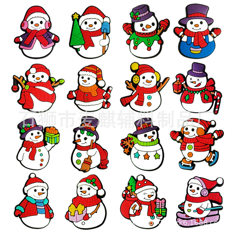 Christmas snowman shoe charms, Christmas gift clog shoe accessories, PVC soft rubber decorations, DIY accessories, cross-border Christmas snowman shoe charms, Christmas gift clog shoe accessories, PVC soft rubber decorations, DIY accessories, cross-border