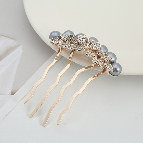  New Antique Four-Tooth Pearl Hair Comb Insert Comb Women's Rhinestone Hair Dishwasher Korean Style Headwear Hair Accessories Manufacturer Wholesale