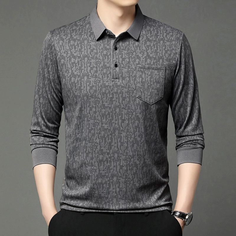 Трансграничные мужские рубашки поло мужские рубашки весной и осенью повседневные тонкие топы с отворотом мужские деловые рубашки с длинными рукавами