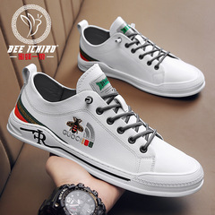"Brand: Bee and Wolf Men's Shoes - Summer Fashion, Versatile, Breathable, Soft Sole Genuine Leather White Shoes - All-Season Casual Board Shoes"