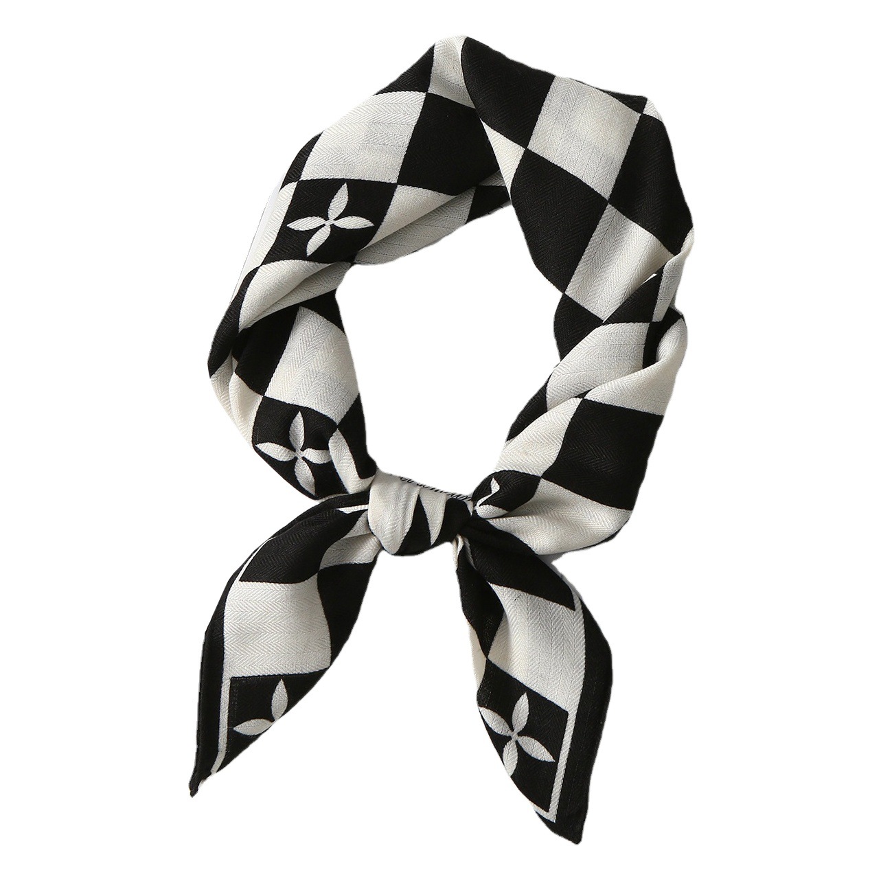 Nuevo estilo de alta calidad a cuadros en blanco y negro bufanda de terciopelo de primavera y otoño para mujer salida estilo cóncavo bufanda de cuello de moda