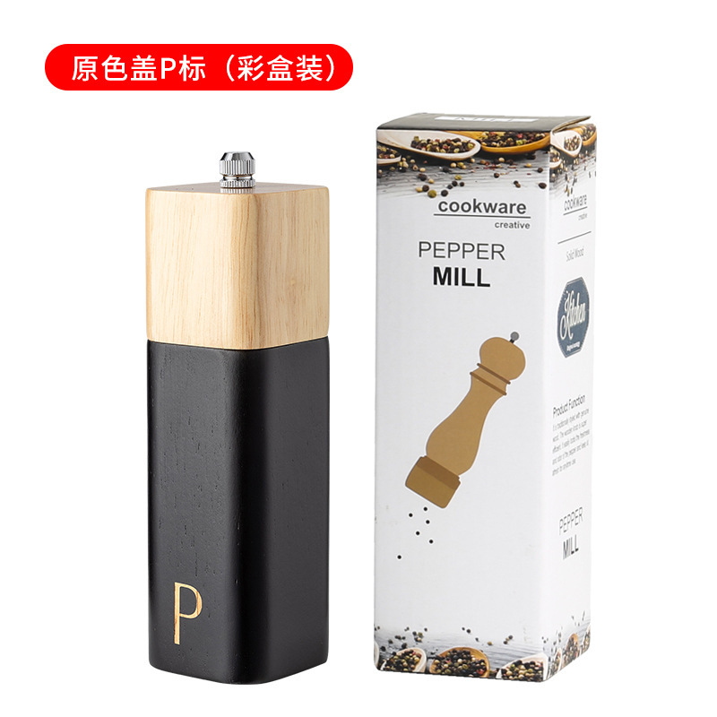オーク胡椒研磨器キッチン家庭用調味料瓶木製レトロ創造黒胡椒粒研磨器手動|undefined