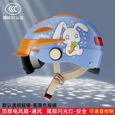 Breathable Family Helmet, High-End Half Helmet — Motosiklet kaskı (dəbilqə) - blue-rabbit-childrens-style-one-size-fits-all