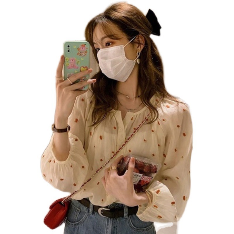フランスの高級花柄シフォンシャツ2025秋の新デザインニッチテンセル日焼け止めシャツ|undefined