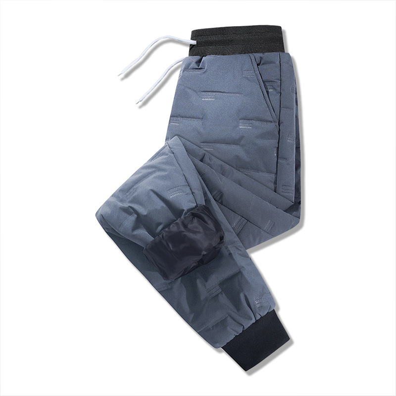 Pantalones de algodón al aire libre para hombres de invierno pantalones cálidos forrados de lana engrosados pantalones casuales atados al tobillo pantalones de moda de estilo coreano para hombres