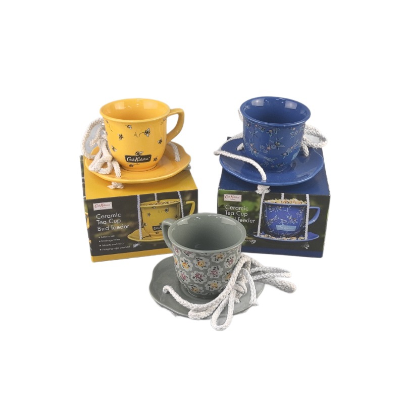 Inventario transfronterizo creativo de cerámica taza de pájaros de cerámica artesanía jardín ornamentos alimentadores de pájaros patio