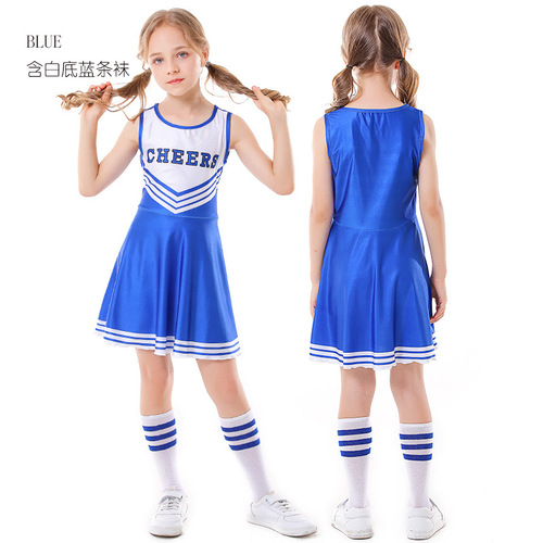 Children's Cheerleading Uniforms Foreign Trade Supply Five Colors CHEERS Sleeveless Football Baby Cheerleading Skirt Women's Socks