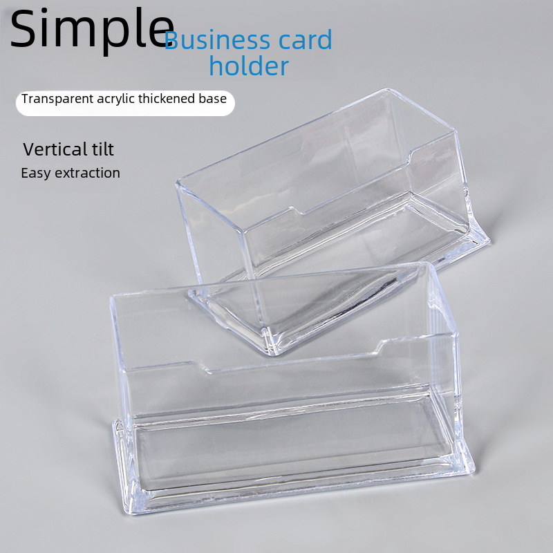 (2개) 사무용품 플라스틱 명함 케이스 창조적 인 투명 아크릴 데스크탑 저장 카드 케이스 명함 홀더 문구 도매