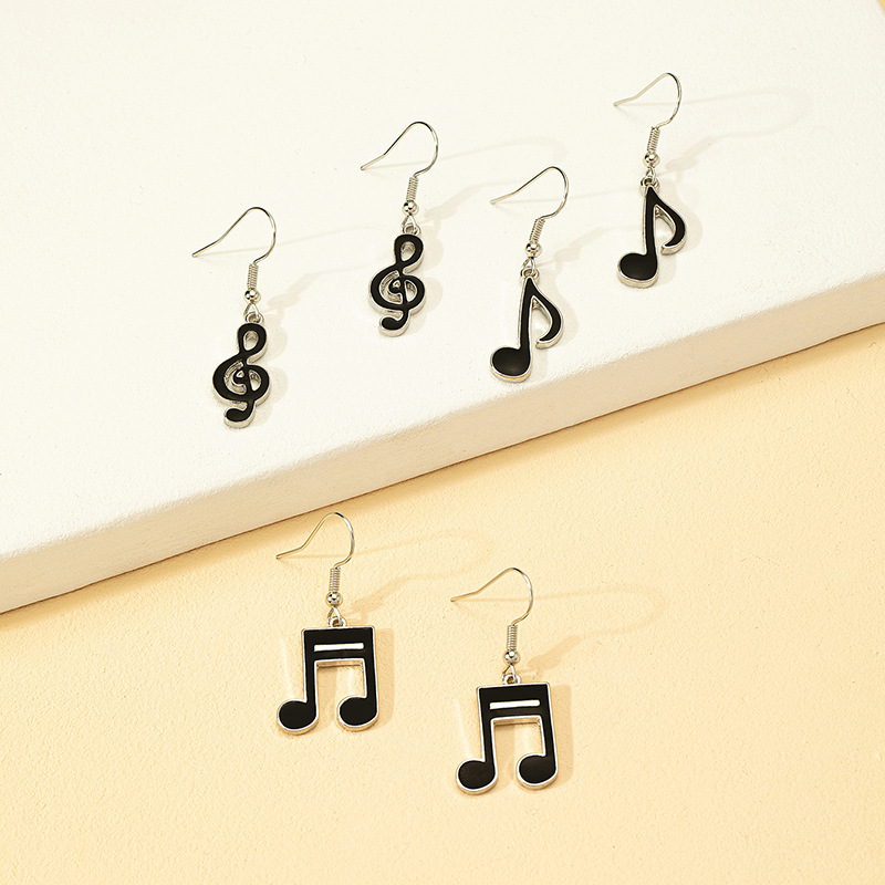 1 Set Simple Style Notes Enamel Alloy Drop Earrings display picture 5