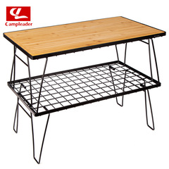 Outdoor folding mesh table bamboo table camping self-driving picnic table barbecue table coffee table iron table drain rack