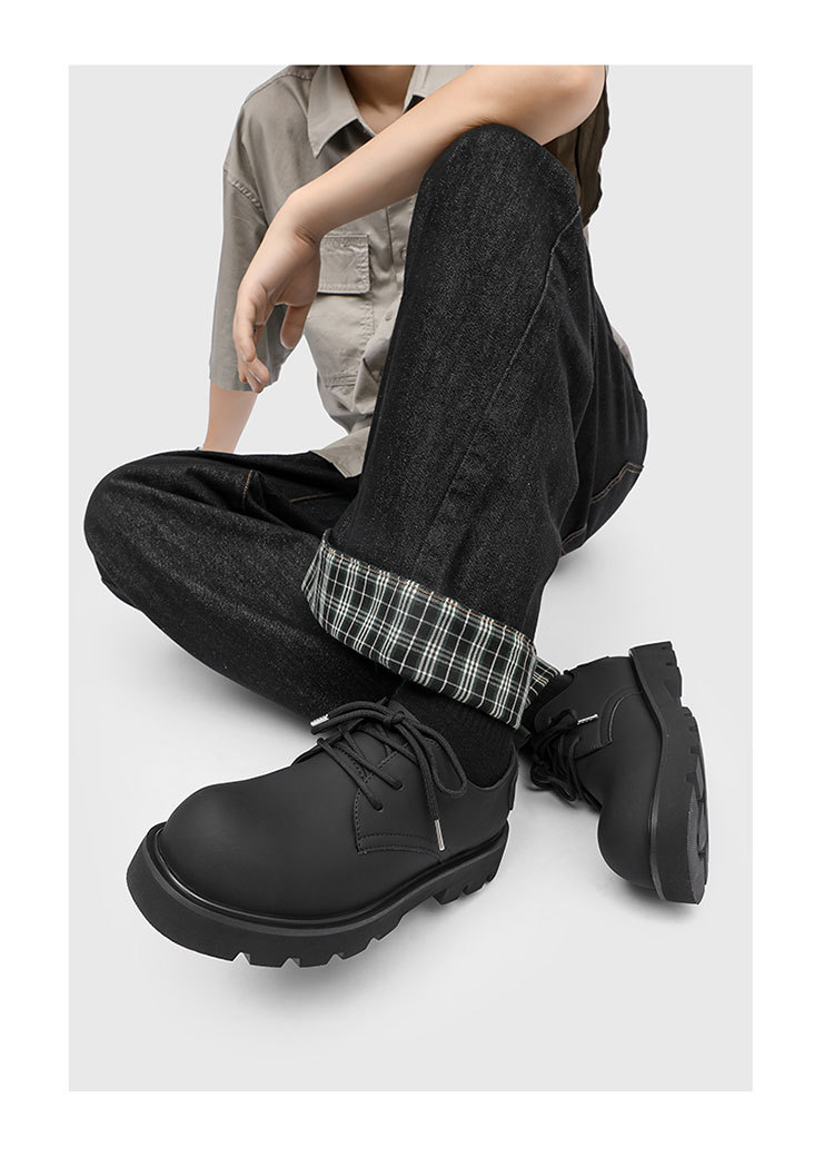 ShoeVault Derby Cow Suede Genuine Leather Toe Thick Low Top Big Yellow Boots Soft Bottom Non-Slip Fashion Men Shoes Trendy_voghion.com