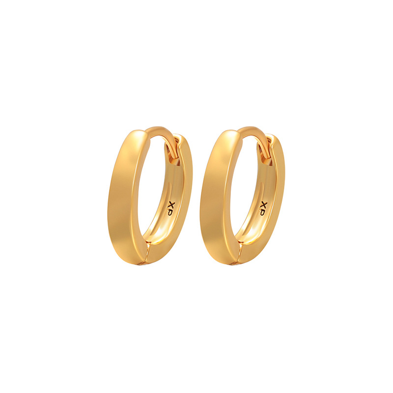 Aretes de Aro Geométricos Lisos de Aleación de Cobre para Mujer