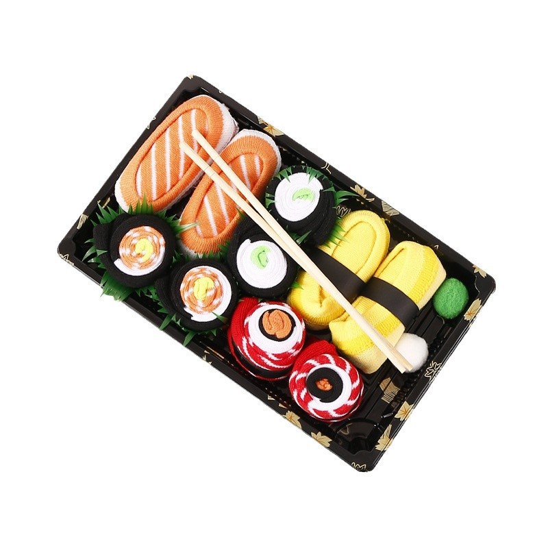 Calcetines de sushi de salmón transfronterizos, calcetines de mujer de invierno y otoño de algodón, calcetines de mujer que absorben el sudor, antiolor, caja de regalo image 6