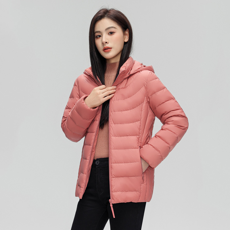 Detachable hat lightweight mid-length down jacket women's autumn and winter new national standard 90 white duck down plus size coat