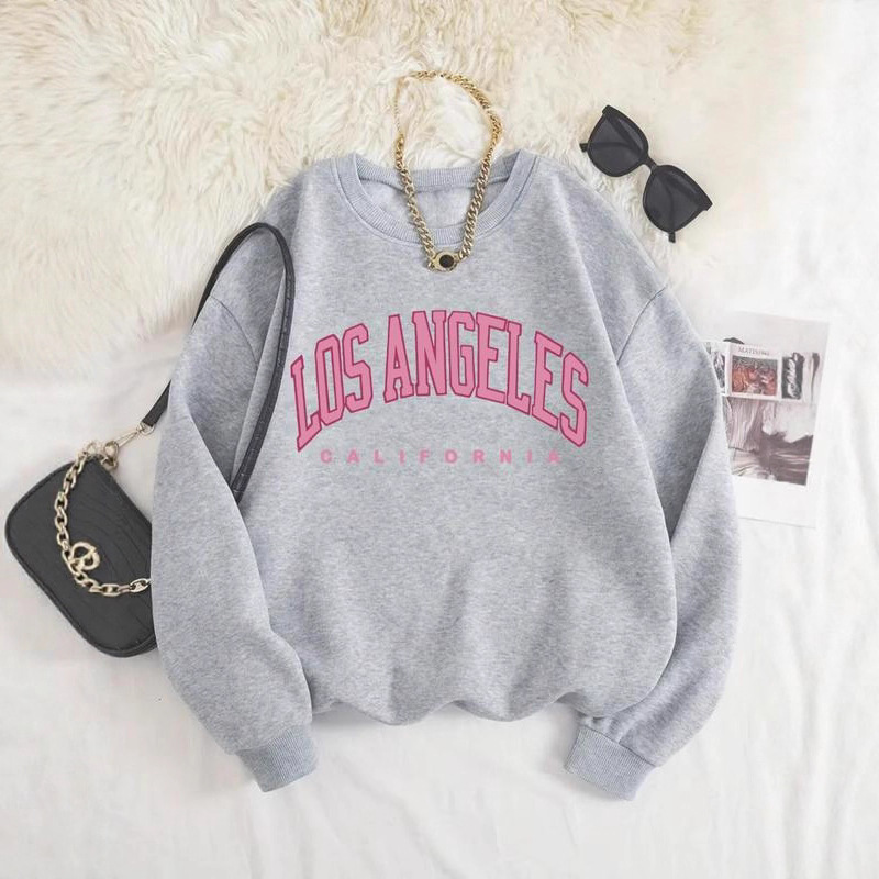 Women's Letter Printed Off-Shoulder Sweatshirt Casual Long Sleeve Round Neck Autumn and Winter Daily Wear Women's Letter Printed Off-Shoulder Sweatshirt Casual Long Sleeve Round Neck Autumn and Winter Daily Wear