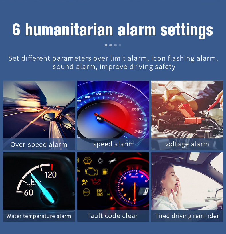 Car Head-Up Display (HUD) with OBD Projection, Color Screen, Multi-Function GPS Dual-System, High-Definition Digital Instrument