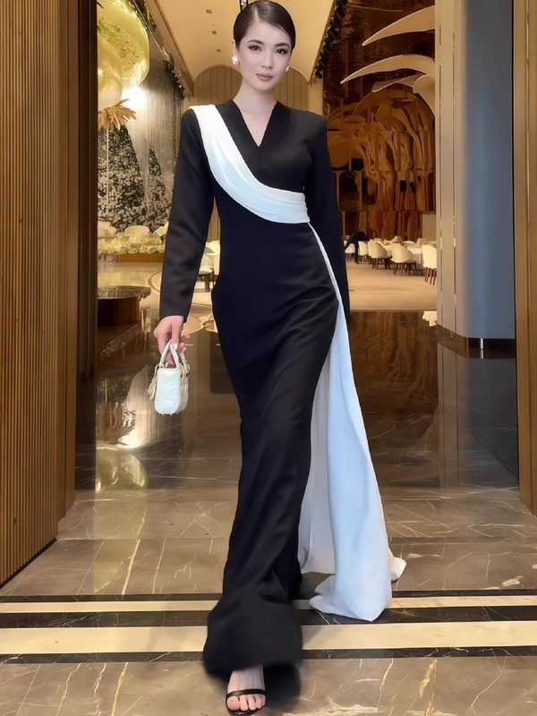 2025年欧美亚马逊外贸秋季新款仙女设计款法式气质显瘦温柔长裙|undefined