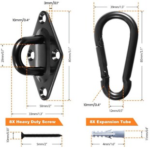 304 Stainless Steel Yoga Hammock Hanging Hardware Accessories Spring Hook Door Buckle Self-Tapping Screw Set Ring Buckle