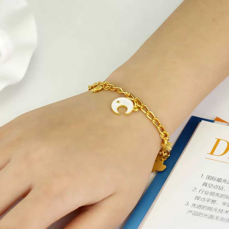 Браслет (Sailor Moon) B056, нержавеющая сталь, золотистые подвески