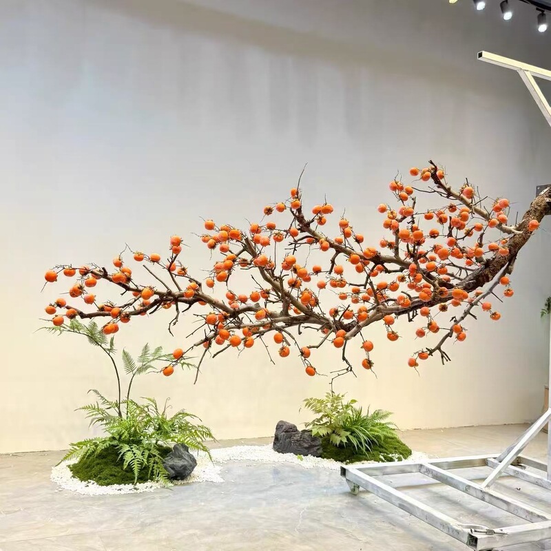 Artificial hanging persimmon tree, fruit tree, fake tree, large indoor and outdoor decoration, New Year's wish tree, decorative tree, landscaping ornament