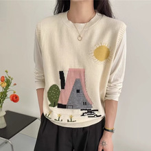 欧洲站高端秋冬季2025新款女装灰色针织毛衣马甲圆领无袖上衣欧货