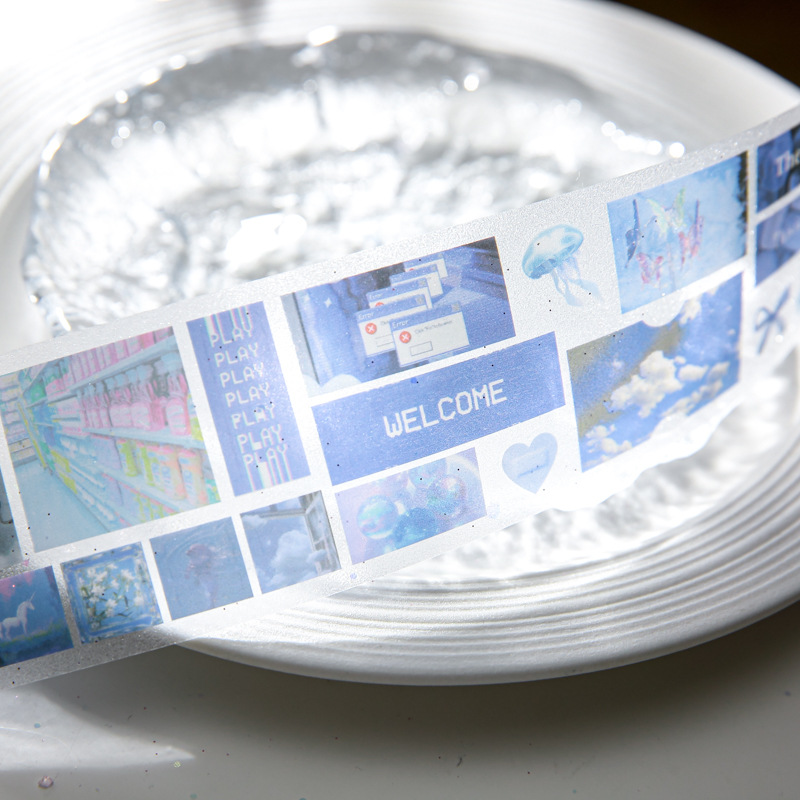 Papel Sr. un solo rollo de cinta de arena flash serie de pista de núcleo de sueño coreano ins ventilador de mano DiDi material cinta adhesiva