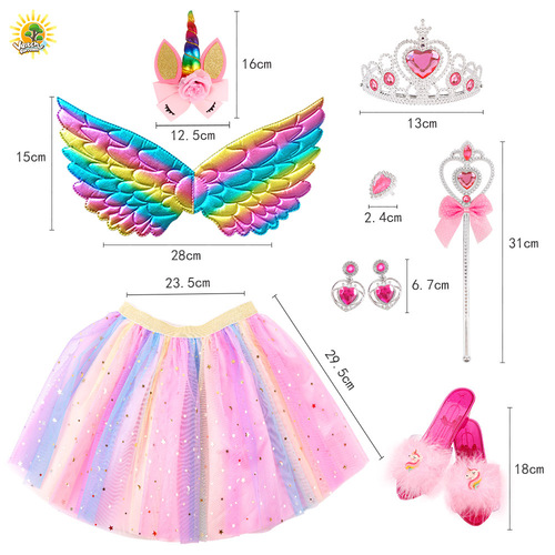 Cross-border folding butterfly multi-piece set ballgown set angel iridescent wings fairy wand wreath headband wholesale
