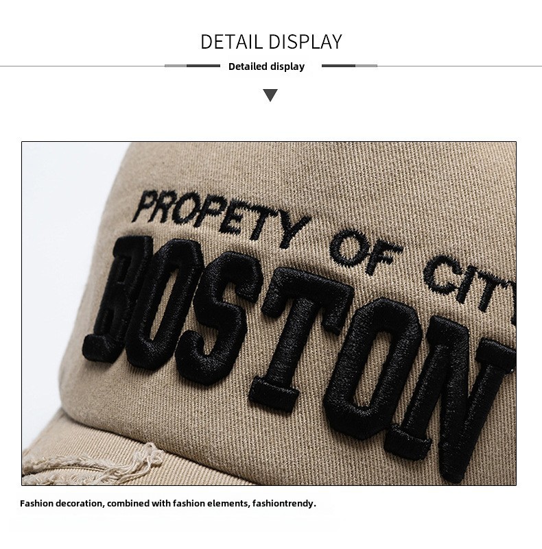 New Style Personalized Ripped Side Letter Cowboy Baseball Hat Soft Top Women's Spring and Summer Casual Cap Sunshade Hat_voghion.com