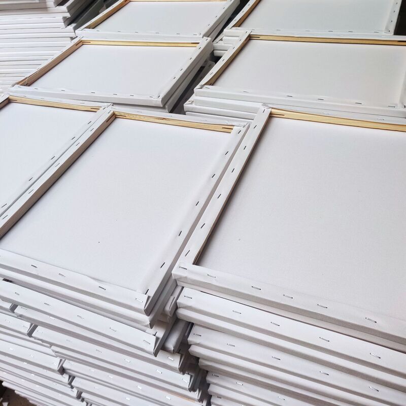 Wholesale pure cotton linen oil painting frame texture painting hand-painted canvas with fine lines water pink acrylic canvas board