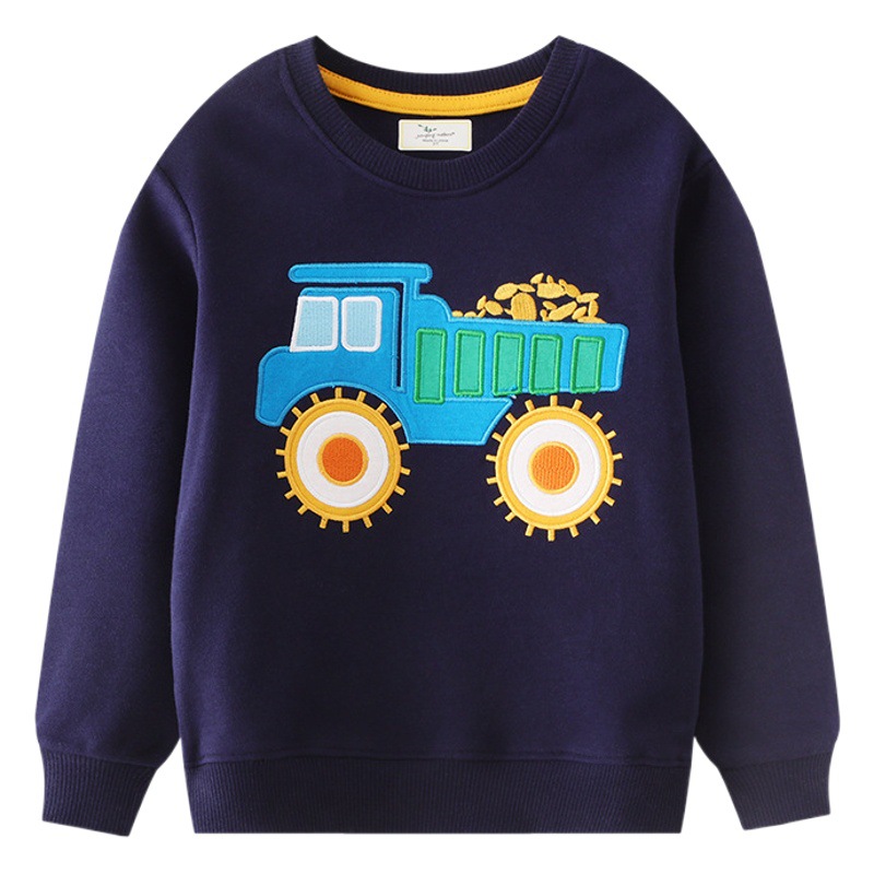 Otoño nuevo suéter de los muchachos estilo europeo y americano excavadora de los niños suéter de los muchachos chaqueta de los niños distribución entrega