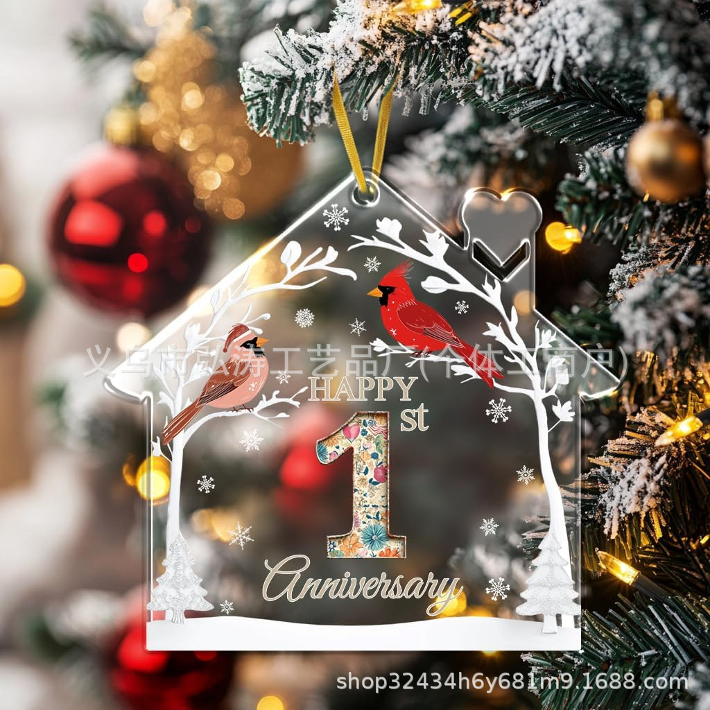 跨境亚克力周年结婚纪念挂件浪漫情人节纪念日亚克力挂饰家居装饰