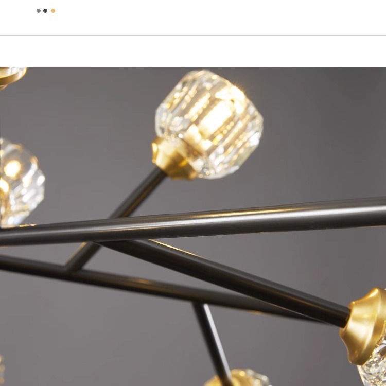 Luz lujosa lámpara de la sala de estar oro negro todo cobre atmósfera lámpara molecular moderna simple dormitorio comedor lámpara de cristal lámparas Zhongshan
