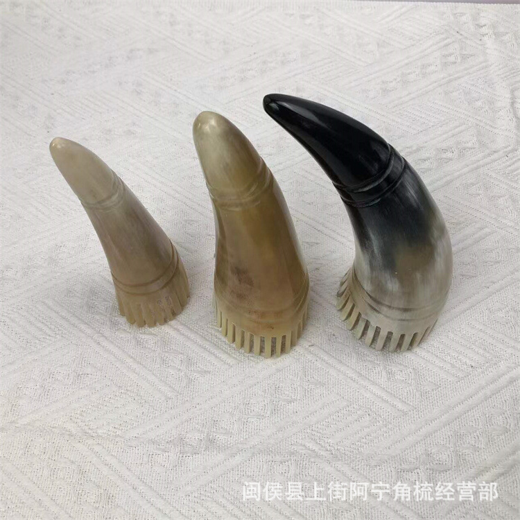 Natural Buffalo Horn Comb Fine and Wide Teeth Massage Comb Gua Sha Board Acupoint Stick 15-20cm details