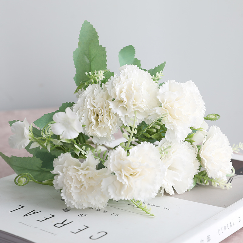 Suministro directo de fábrica Día de la madre Clavel artificial flor artificial al por mayor sala de estar decoración de entrada 7 Clavel flor artificial