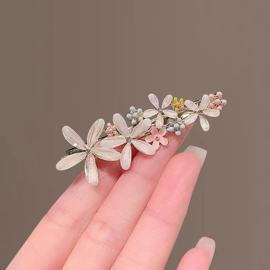 유리 꽃 머리핀