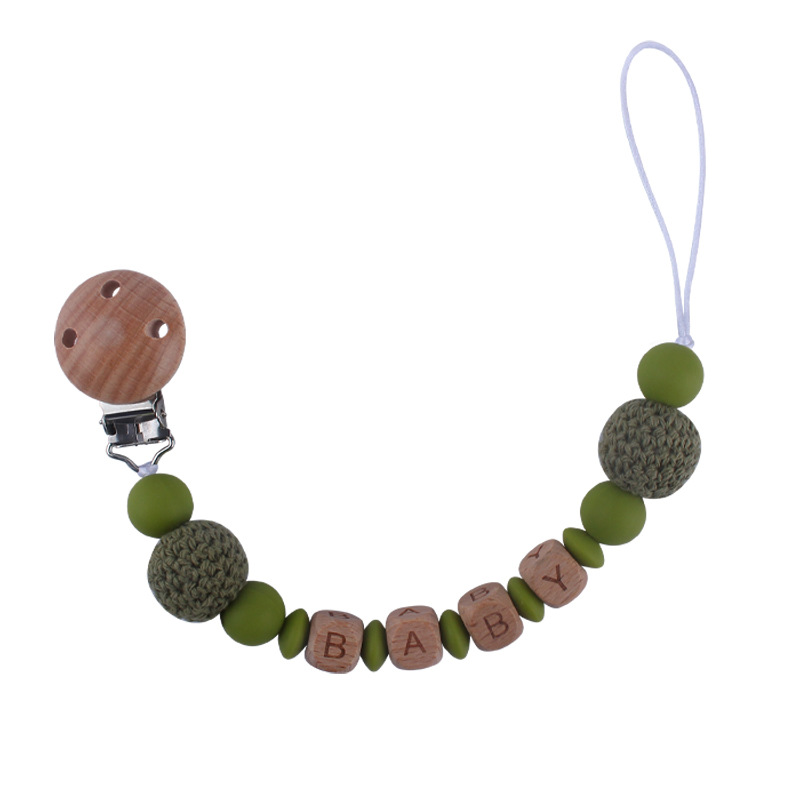 Bebé suministros de dibujos animados de haya animal pulsera de silicona DIY nombre calmante bebé molar juguete anti-caída de la cadena