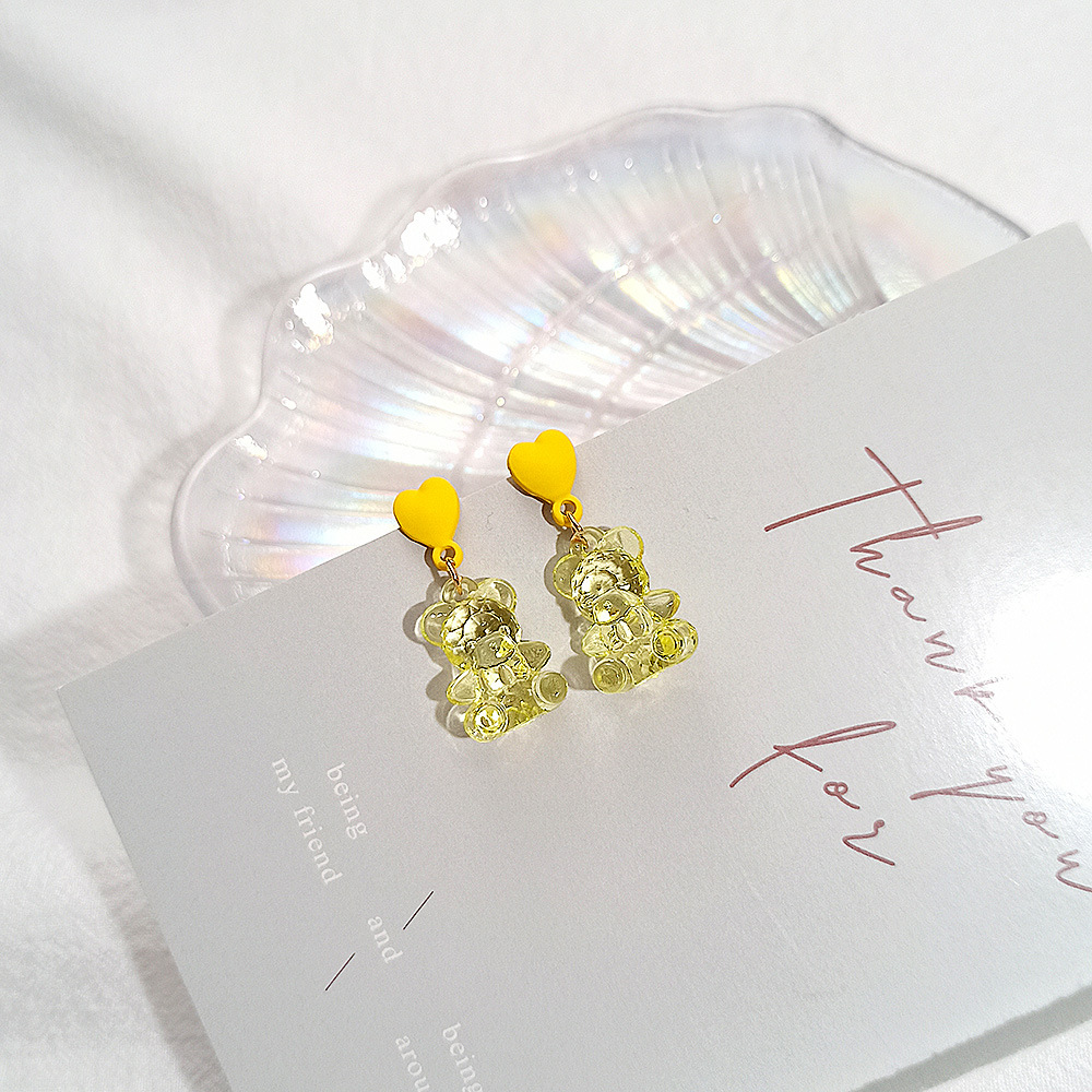 Korean Candy Color Acrylic Bear Earrings Wholesale Nihaojewelry display picture 9