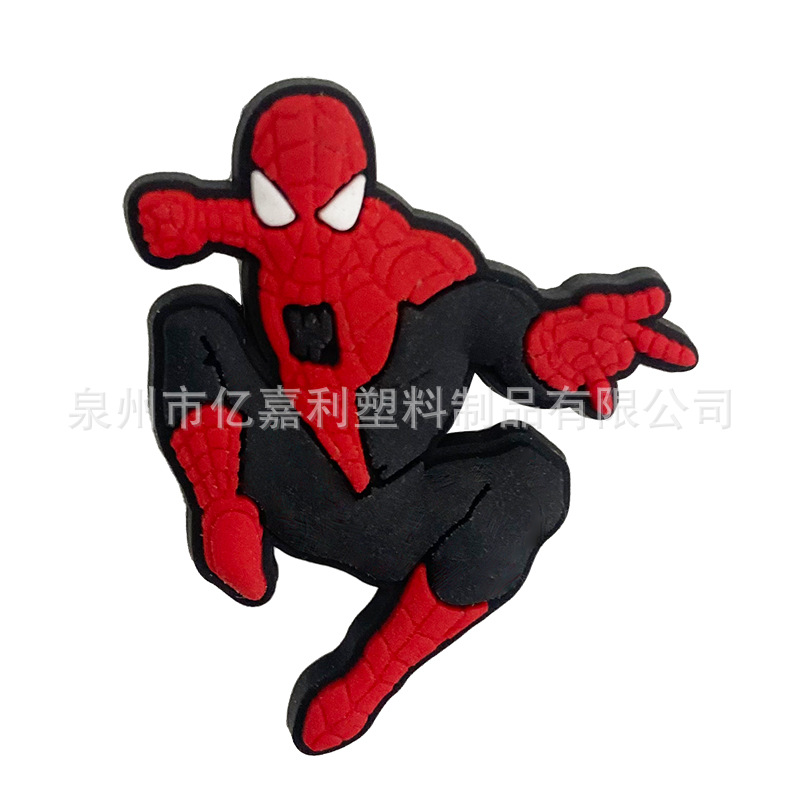 Superhéroe Spider-Man serie Anime agujero zapatos accesorios de jardín zapato flor accesorios de DIY Flor de zapato extraíble