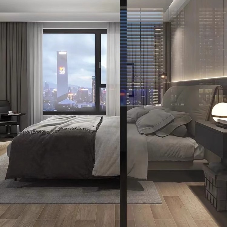 Cama de cuero con orejas de elefante Baxter, lujo ligero, cama principal moderna y simple, cama queen superior, cama doble pequeña.