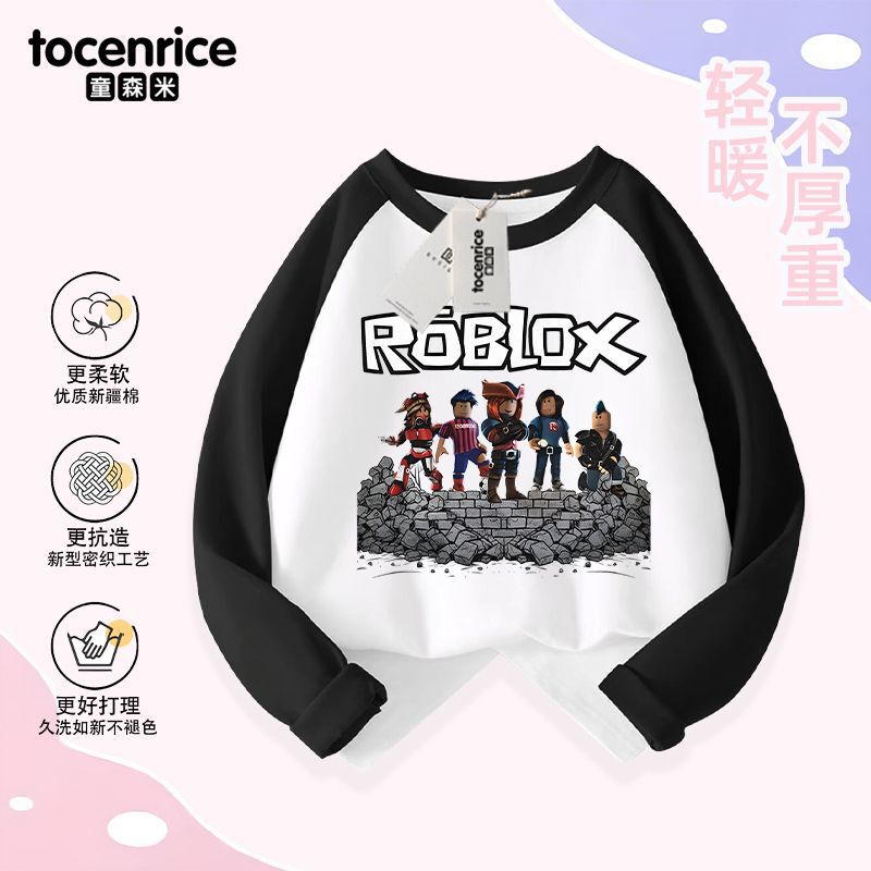 Roblox Boys' Clothes Long-Sleeved T-Shirt Roblox Peripheral Kidsren's Clothing Tops Boys and Girls Bottoming Shirts