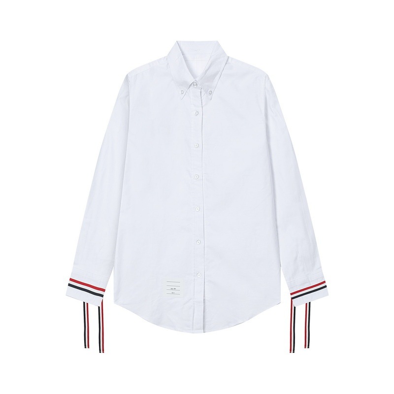 TB JL New Pure Cotton White Shirt Cuff Ribbon Casual Fashion Brand Teenager Long Sleeve Shirt in stock