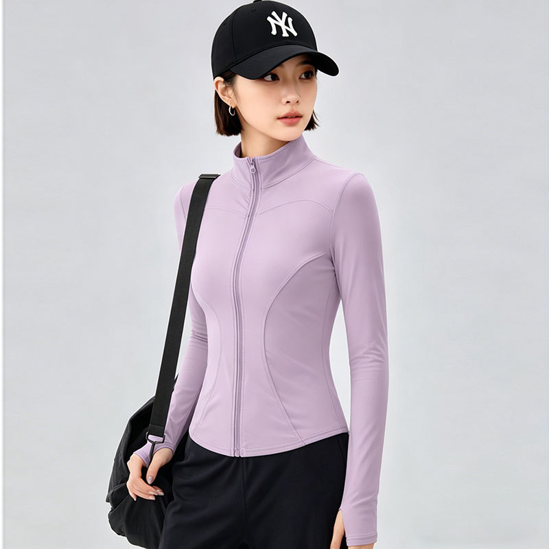 Women's Yoga Jacket with Long Sleeves, Stand-up Collar, Zipper, Slim Fit, Spring and Autumn Fitness Running Training Sportswear