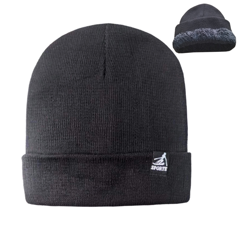 男士秋冬无檐冬季条纹毛线帽欧美平纹圆顶学生防寒针织帽潮流百搭