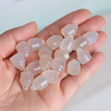 白玉髓圆章秤砣印章吊坠配饰 玉石DIY锁骨链小滴溜挂件饰品半成品