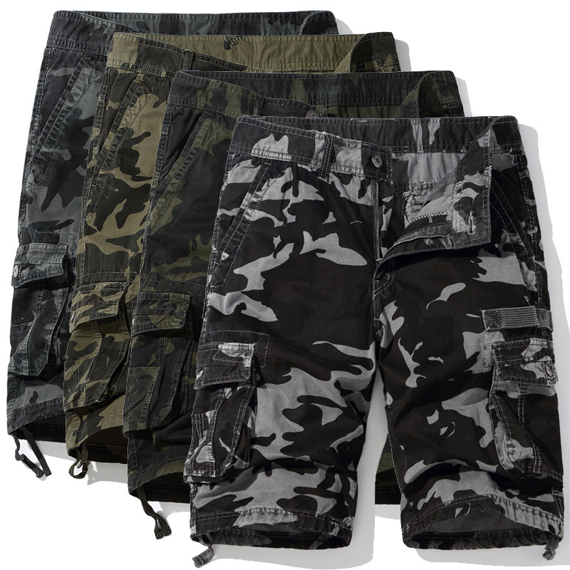 2024 Summer New Foreign Trade Large Size Five-Point Pants Cargo Shorts Men's Trendy Camouflage Multi-Pocket Mid-Length Pants Men