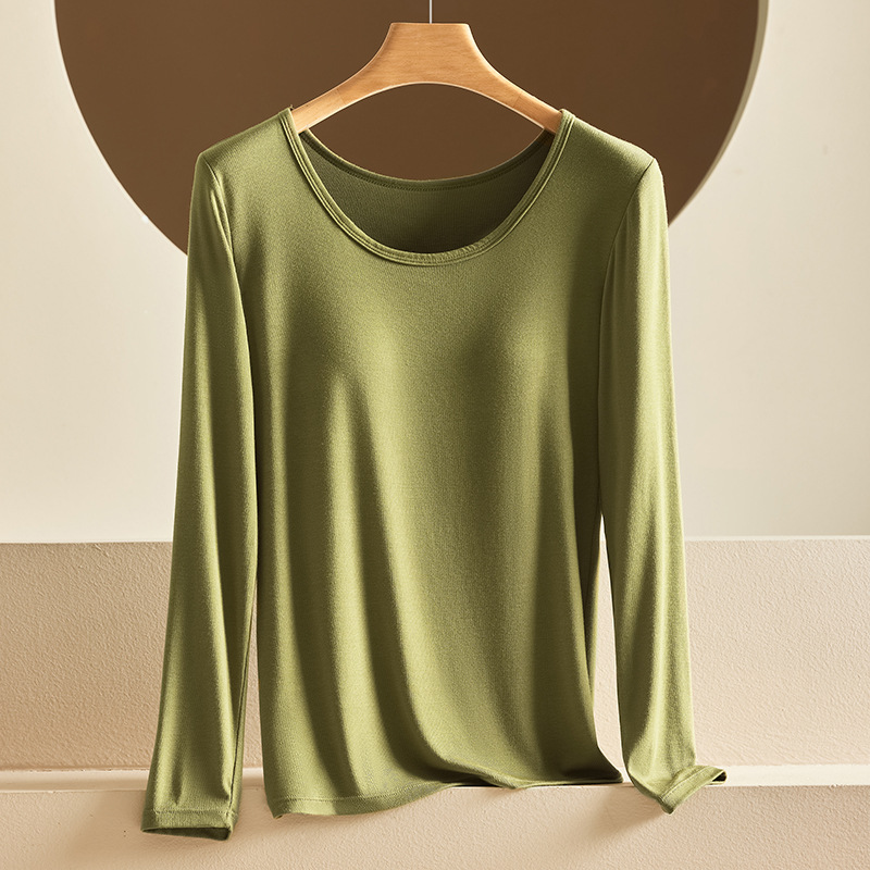 Otoño e invierno modal con posavasos fijos en el interior, camisa de fondo, chaqueta de manga larga cálida de gran tamaño para mujer, ropa de otoño de base delgada