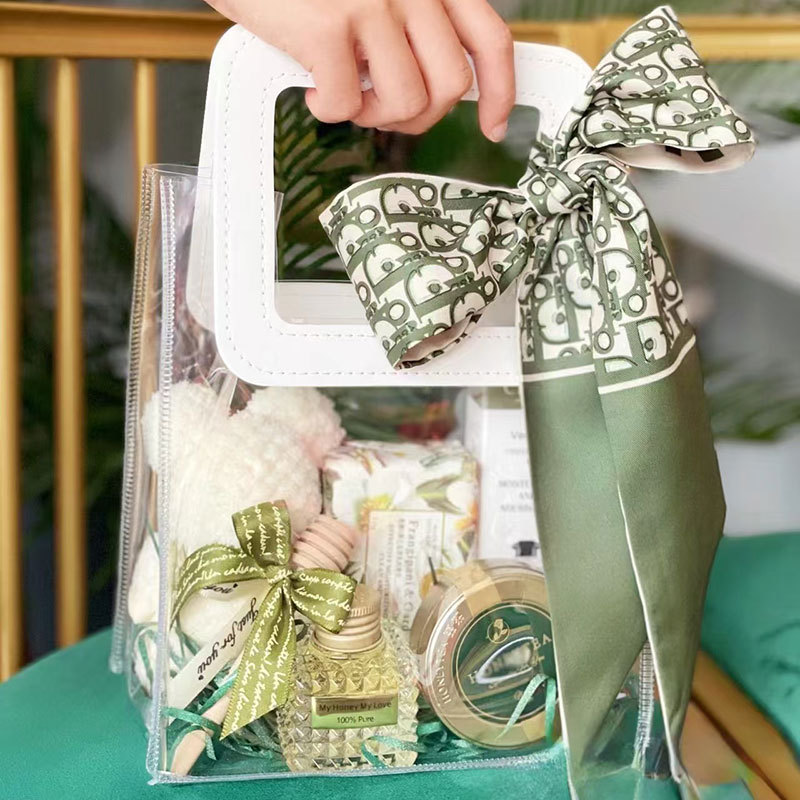 结婚伴手礼袋子PVC透明手提袋生日满月礼品手拎喜糖袋大容量收纳